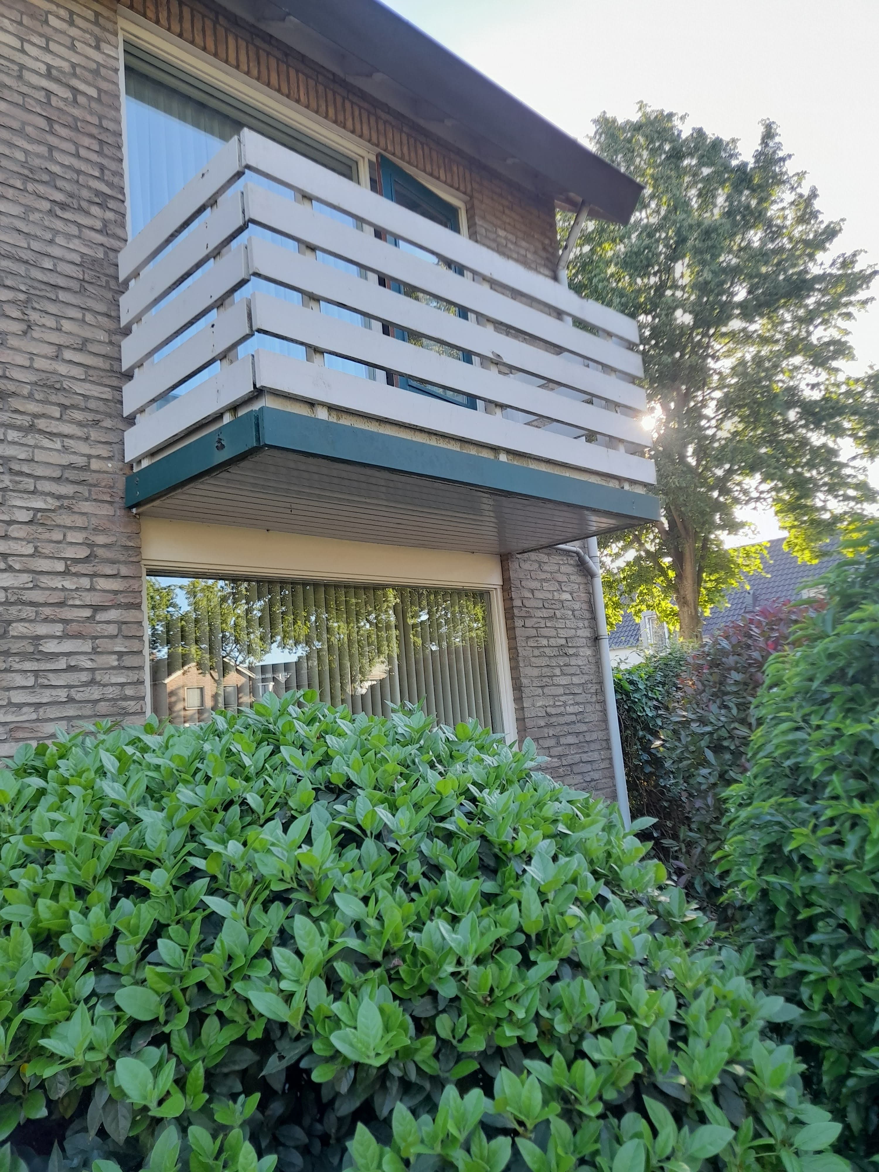 Stalen pergola met lamellen gemonteerd aan een woning