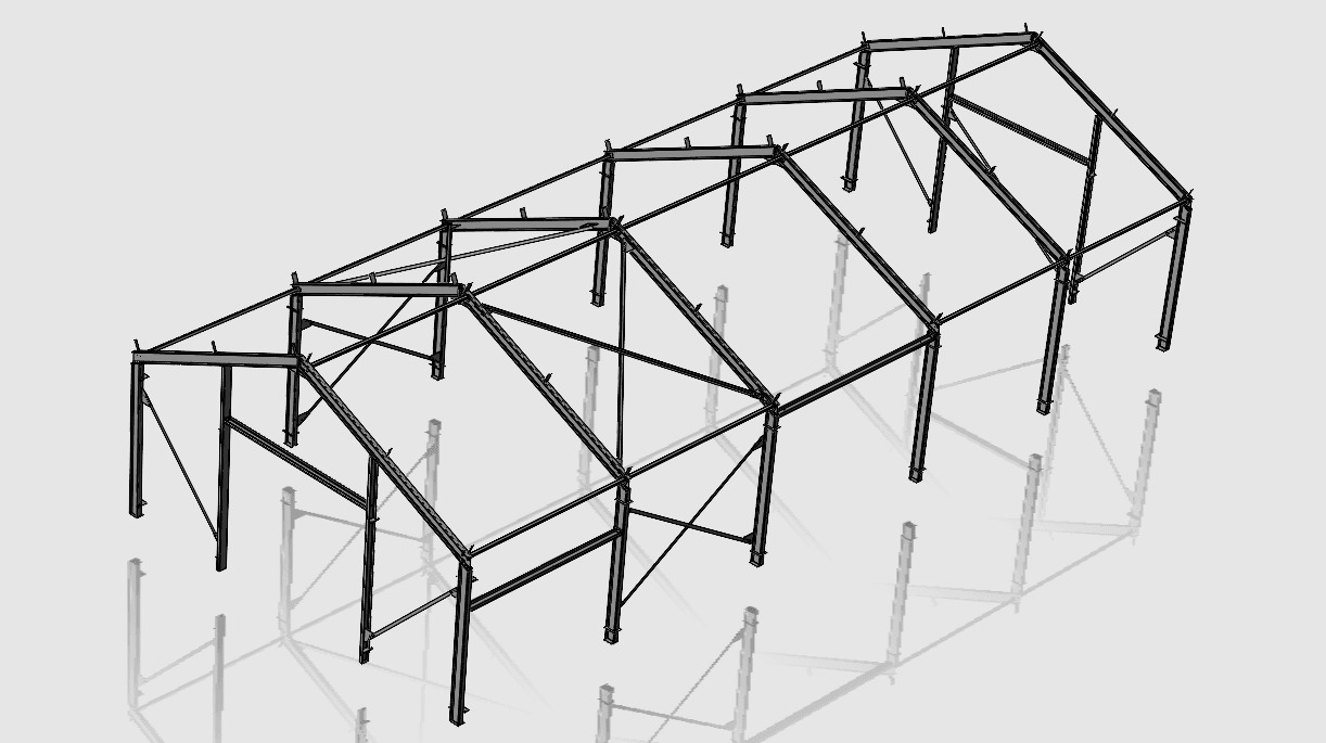 3D-engineering model van staalconstructie voor een schuur
